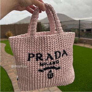 Prada Milano Pink Knitted Tote Bag
